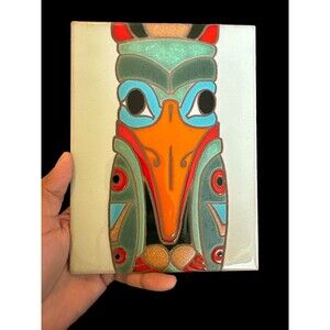 VTG 1988 Santa Fe Art Tile Cormorant Totem 6”x8” KWAKUITL Hand Painted Trivet